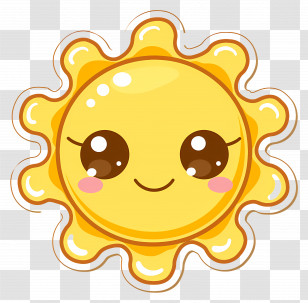 Kawaii Sun - Cute Sun With Smiling Face Transparent PNG