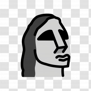 Moai Emoji - Abstract Face Line Art Transparent PNG