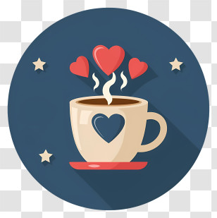 Art - Coffee Cup With Hearts Transparent PNG