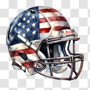 Football Helmet - Football Helmet With American Flag Design Transparent PNG