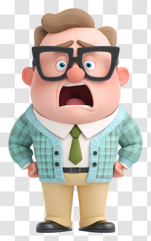 Angry Middle Aged Man - Panicked Bespectacled Man Transparent PNG