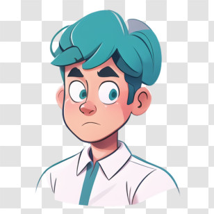 Portrait - Blue-Haired Cartoon Boy Illustration Transparent PNG
