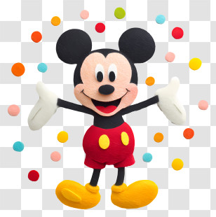 Mickey Mouse With Confetti - Cartoon Mouse Character Transparent PNG