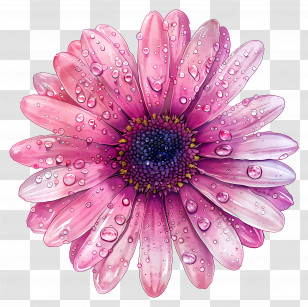Transvaal Daisy - Close-Up Pink Daisy With Water Drops Transparent PNG