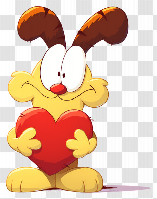 Cartoon Character - Cartoon Dog Holding A Heart Transparent PNG