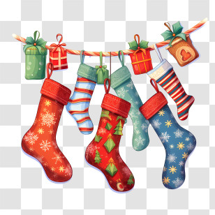 Christmas Stocking - Christmas Stockings Filled With Holiday Gifts Transparent PNG