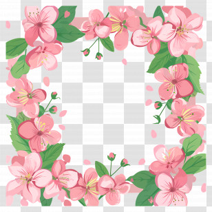 Floral Frame - Delicate Pink Flower Frame Transparent PNG