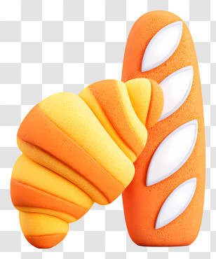 Croissant And Baguette - Orange Bread And Croissant Illustration Transparent PNG