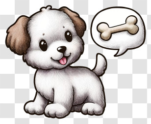 Playful Puppy - Cute Puppy With Bone Thought Transparent PNG