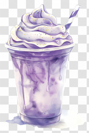 Milkshake Cup - Purple Milkshake With Whipped Cream Transparent PNG