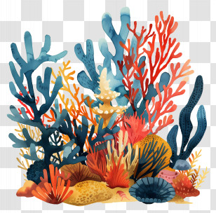 Coral Reef - Vibrant Coral Reef Illustration Transparent PNG