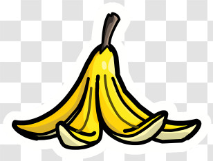 Paper Banana Peel - Yellow Banana Peel Cartoon Illustration Transparent PNG