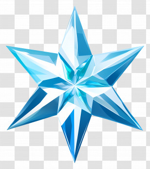 Crystal Snowflake - Blue Crystal Star With Geometric Facets Transparent PNG