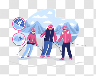 Skiing Gear - Skiers In Snowy Mountains Transparent PNG