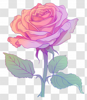 Rose - Detailed Pink Rose Drawing In Pastel Shades Transparent PNG