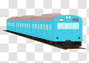 Icon - Blue Train On Railway Transparent PNG