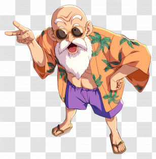 Master Roshi - Bald Man In Hawaiian Shirt Transparent PNG