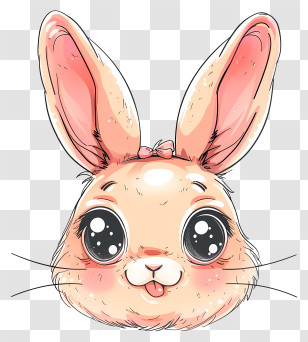 Bunny Ears - Adorable Rabbit Face Cartoon Illustration Transparent PNG