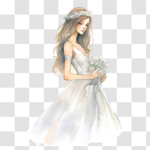 Wedding Dress
 - Elegant Bride Illustration In A Dreamy Wedding Dress Transparent PNG