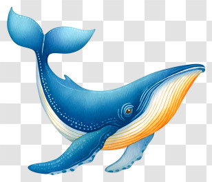 Watercolor Whale - Blue Whale Illustration Transparent PNG