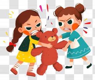 Two Girls Fighting - Girls Fighting Over Teddy Bear Transparent PNG