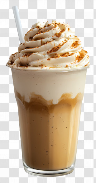 Frappe - Iced Coffee With Whipped Cream And Cinnamon Transparent PNG