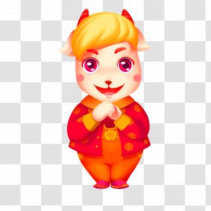 Cartoon Bowing - New Year Sheep Transparent PNG