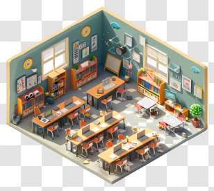 School Class - Isometric Classroom Transparent PNG