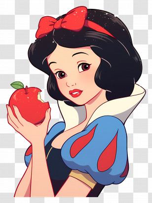 Princess Snow White - Fairytale Princess Holding An Apple Transparent PNG