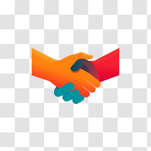 Linked Hands - Colorful Handshake Symbol For Partnership Transparent PNG