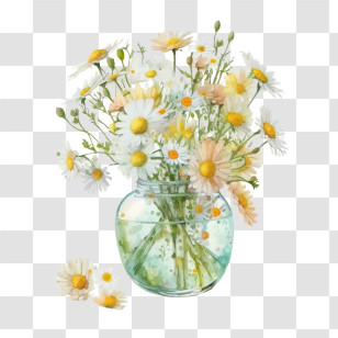 Watercolor Daisy
 - Vase With Daisy Flowers Illustration Transparent PNG