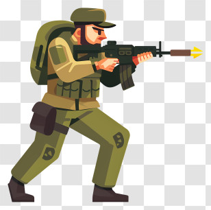 Soldier Shooting Gun - Armed Soldier In Combat Gear Transparent PNG