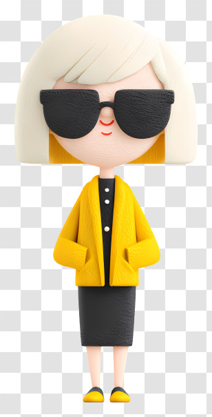 Yellow Hair Business Woman - Stylish Woman In Sunglasses Cartoon Transparent PNG