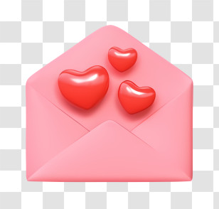 Mail - Pink Envelope With Hearts Transparent PNG