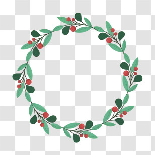 Wreath - Green Leaf Wreath With Red Berries Transparent PNG