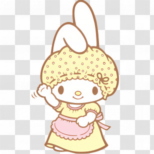 My Melody - Sweet Cartoon Bunny In Yellow Bonnet And Dress Transparent PNG