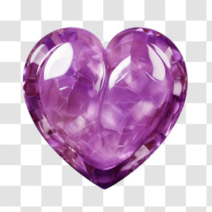 Purple Heart Day - Shiny Purple Crystal Heart Symbol Transparent PNG
