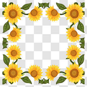 Frame - Framed Border With Sunflowers And Green Leaves Transparent PNG