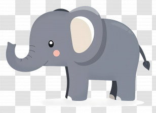 Cute Elephant - Adorable Cartoon Gray Elephant Drawing Transparent PNG