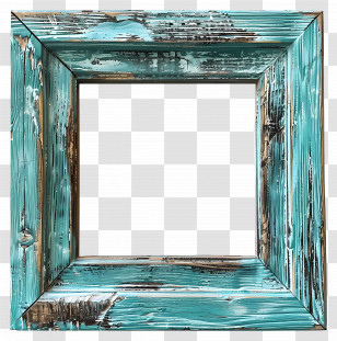 Teal Wooden Frame - Vintage Distressed Blue Wooden Frame Transparent PNG