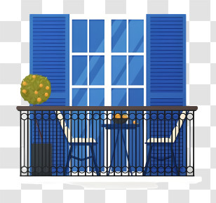 Icon - Blue Balcony With Chairs And Table Transparent PNG