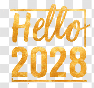 Hello 2028 - Hello 2028 Gold Text Transparent PNG