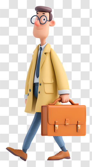 Man With Briefcase - Cartoon Businessman Walking With Briefcase Transparent PNG