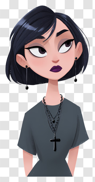 Andrea Daria - Stylish Black-Haired Girl Portrait Transparent PNG