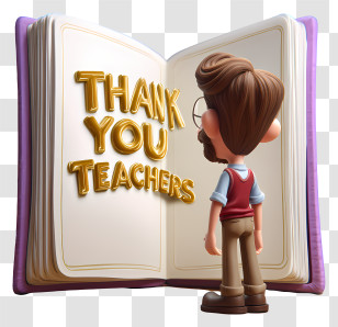 Teachers Day Text - Thank You Teachers With Open Book Transparent PNG