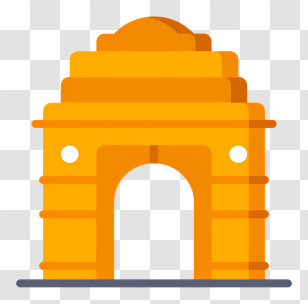 India Gate - Yellow Gate Illustration In Flat Style Transparent PNG