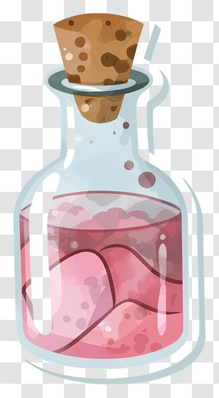 Cartoon - Cartoon Bottle With Pink Potion And Cork Transparent PNG