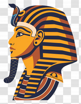 Egyptian Pharaoh Portrait - Egyptian Pharaoh Illustration In Bold Colors Transparent PNG