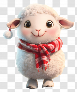 Christmas Sheep - Cute Sheep Wearing Red Scarf Transparent PNG