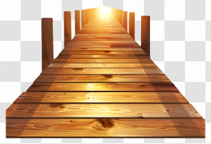 Wooden Jetty - Pier At Sunset With Golden Light Illustration Transparent PNG
